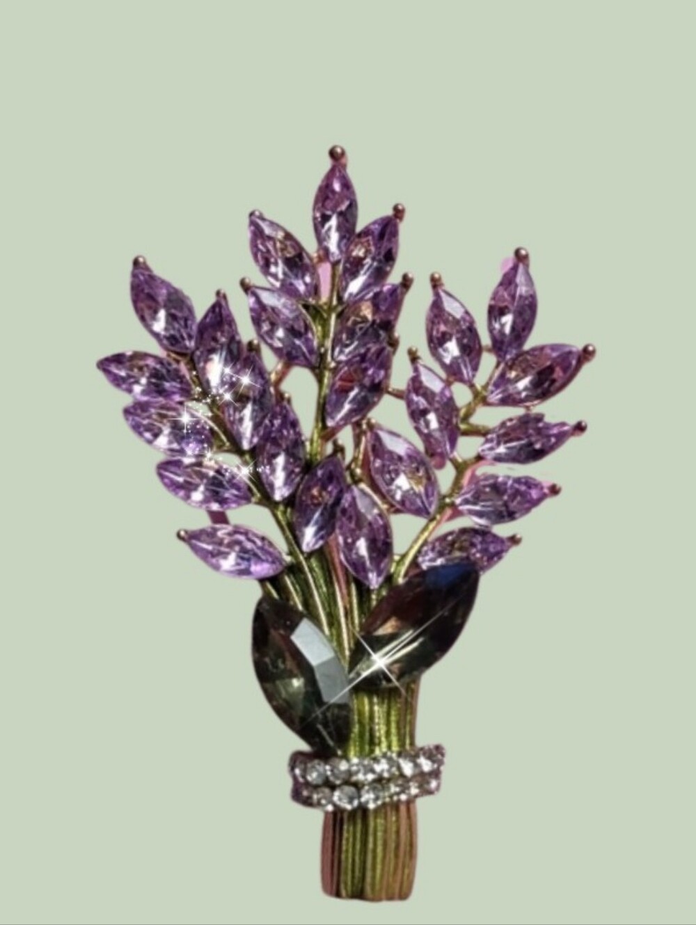 Lavender Flowers Bouquet Brooch - Picture 2 of 10